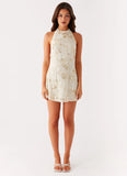 Leo Beaded Mini Dress Yellow