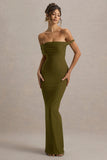 Melika Green Twisted Bardot Maxi Dress