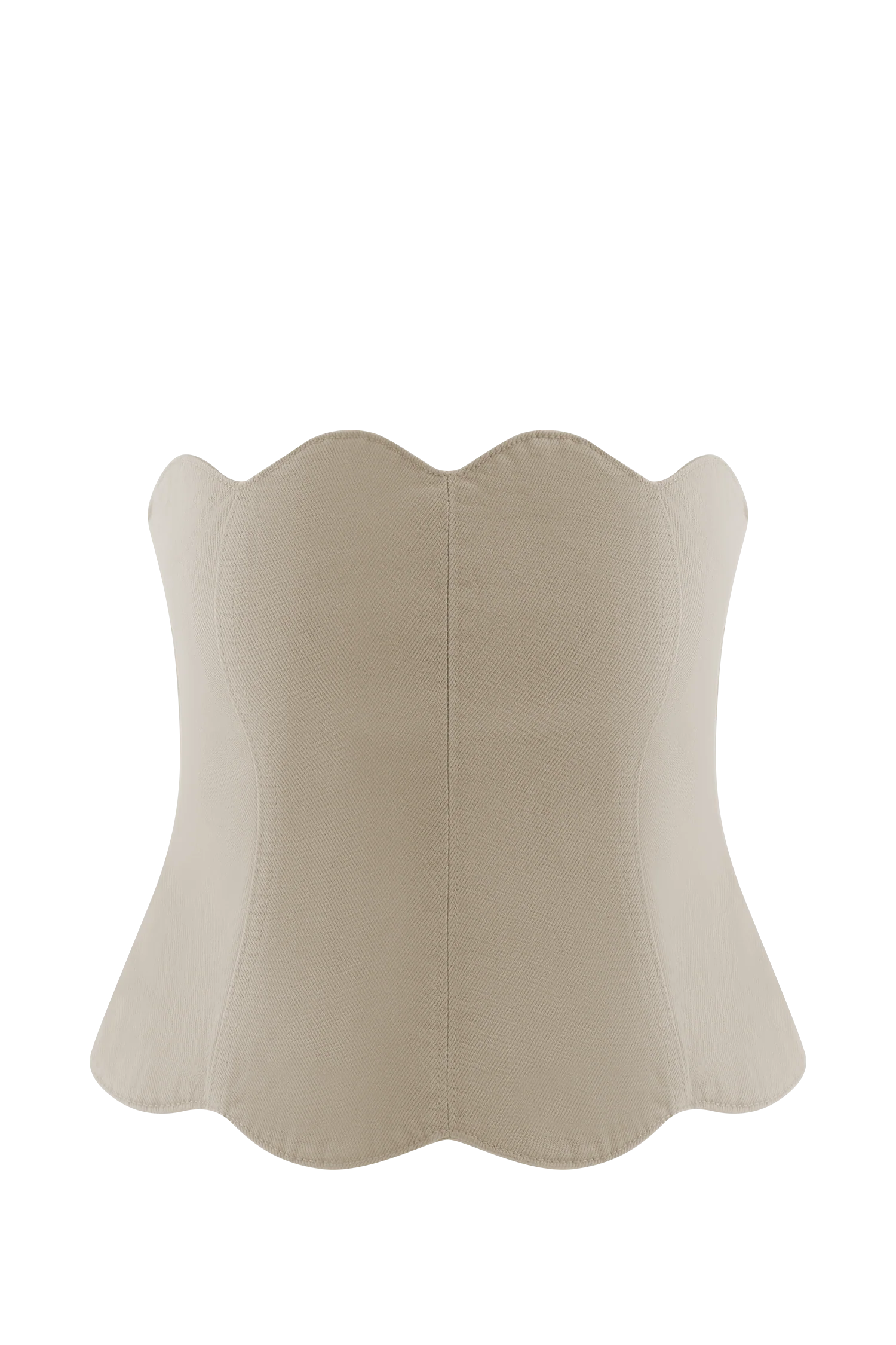 Oakley Strapless Scallop Denim Top Stone Wash
