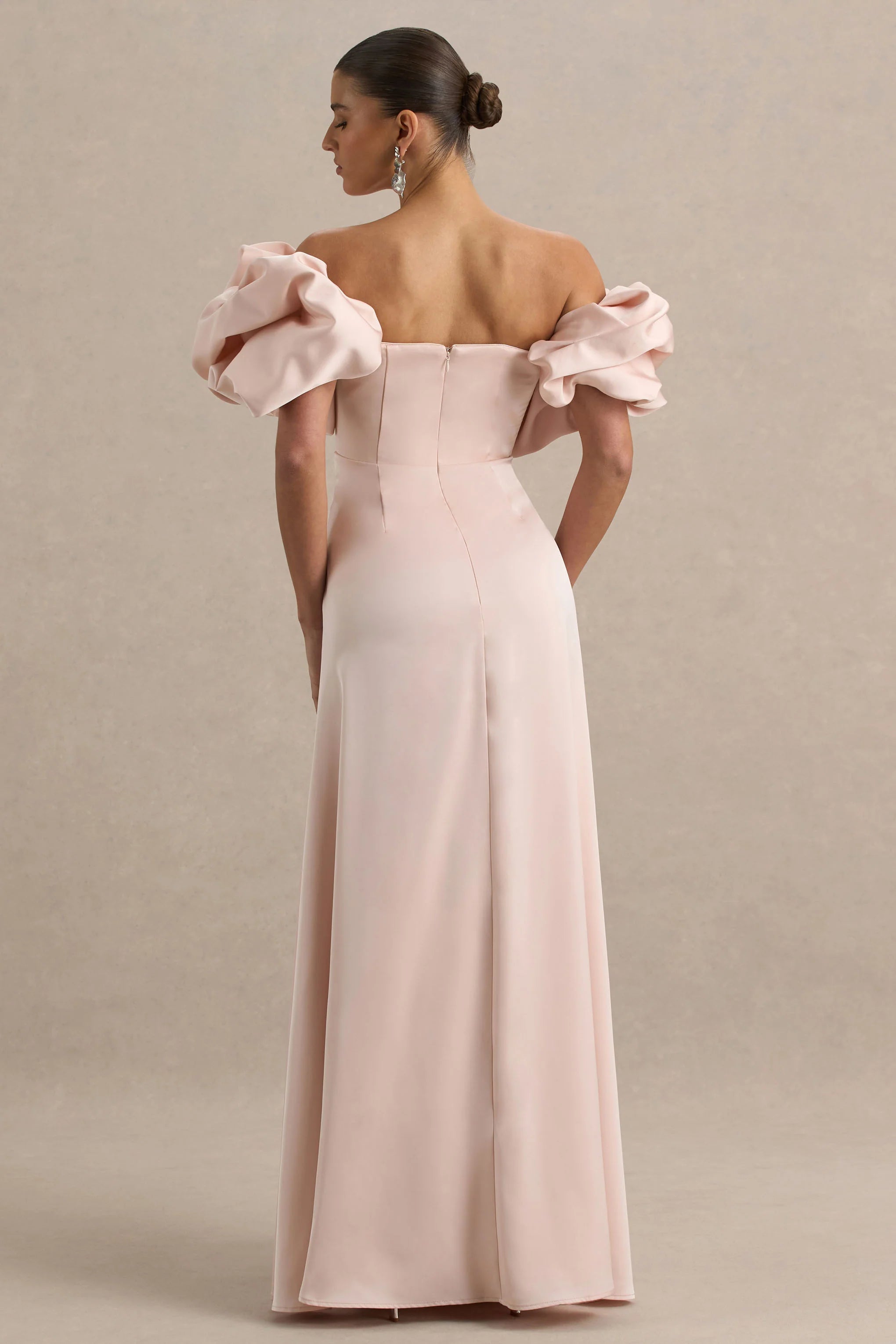Allie Pale Pink Puff Bardot Maxi Dress