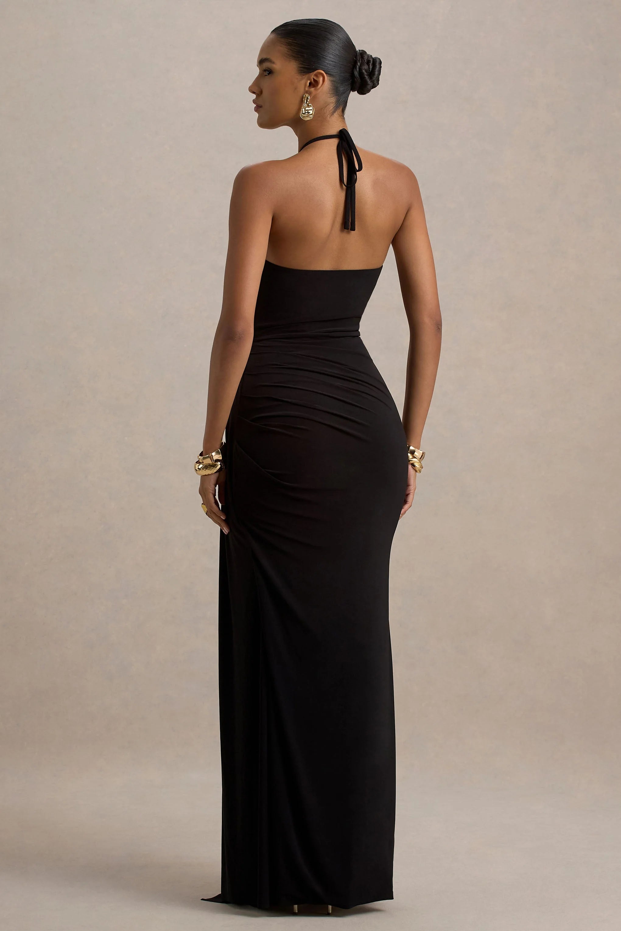 Mohito Black Halter Neck Cut Out Maxi Dress With Split