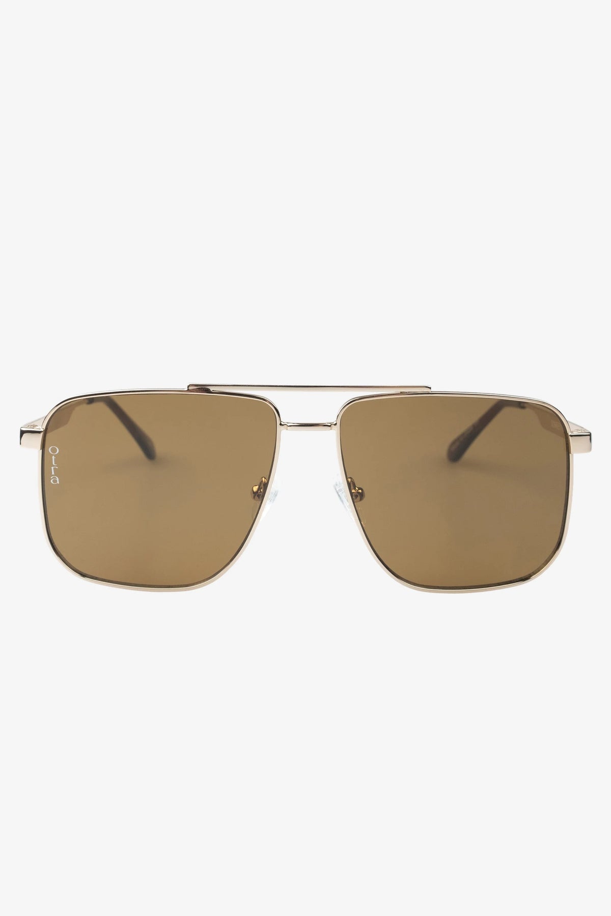 Sorrento Otra Gold Oversized Brown Tinted Sunglasses