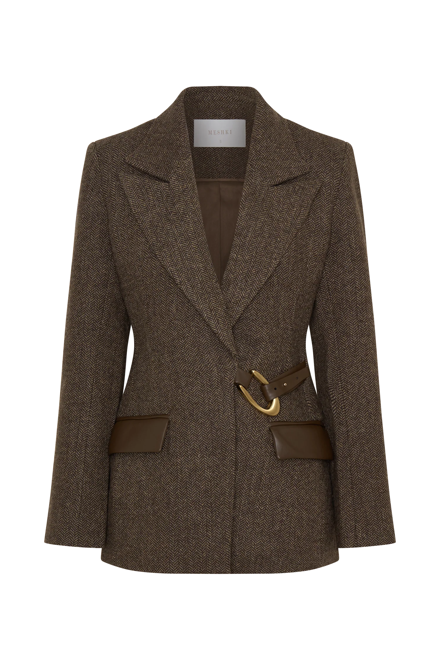 Romy Structured Blazer With Hardware Herringbone