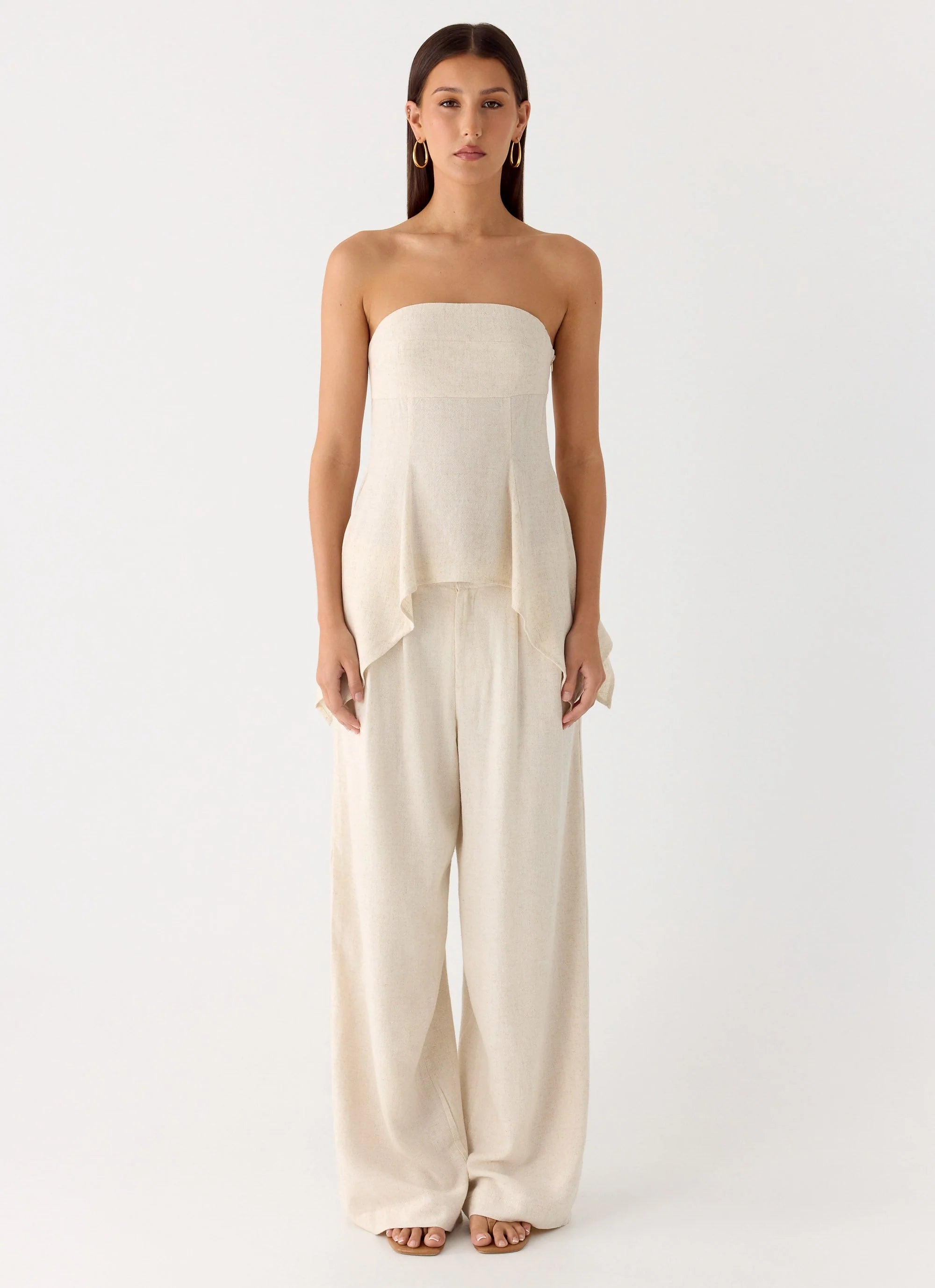 Delong Low Rise Linen Pants Oatmeal