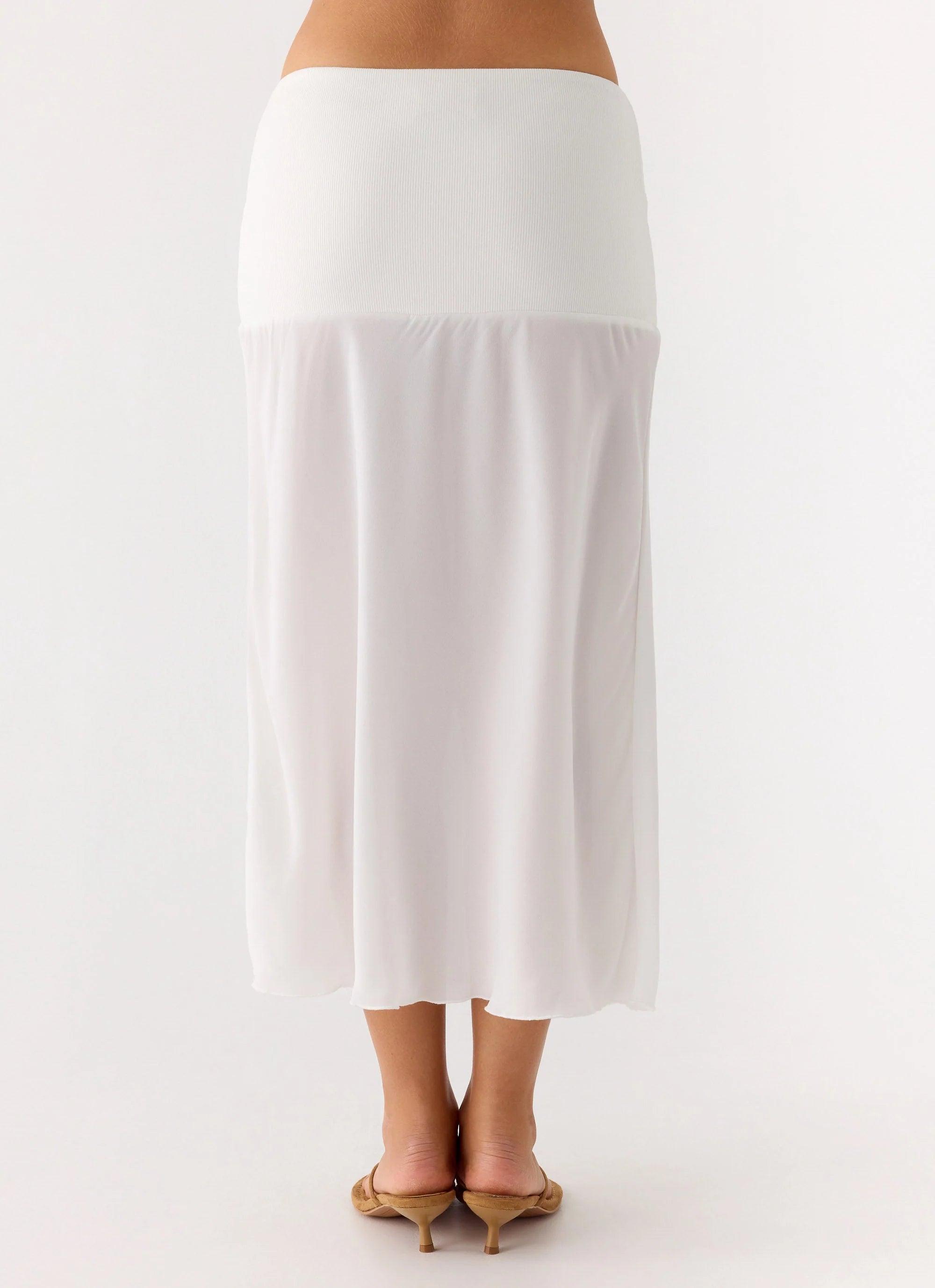 Connect My Heart Midi Skirt White