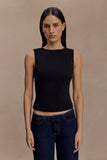 Kyra Open Back Scuba Crepe Top Black