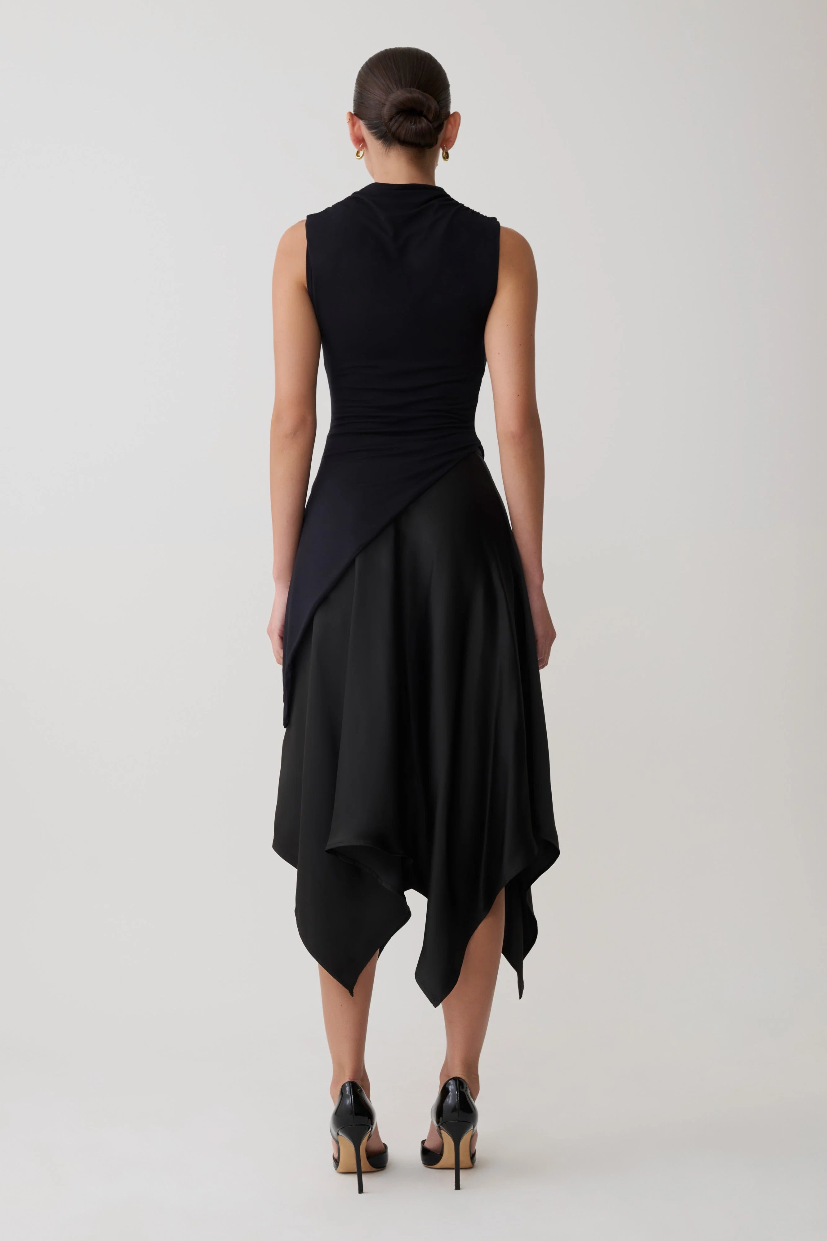Suong High Neck Gathered Top Black