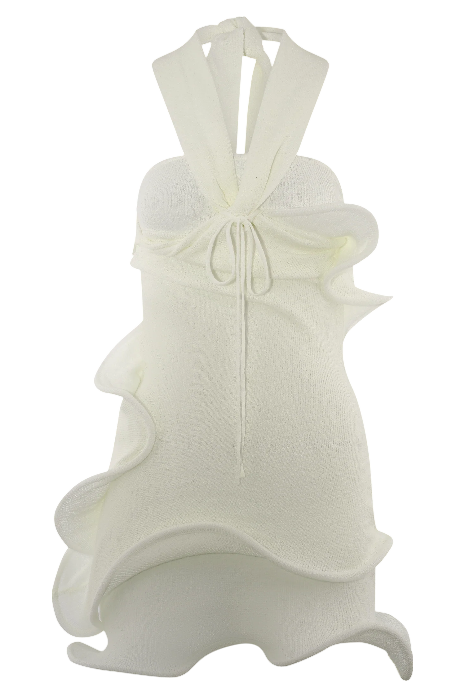 Caprice Halter Knit Mini Dress White