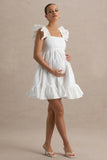 Dolly Daze White Ruffle Sleeve Babydoll Maternity Mini Dress