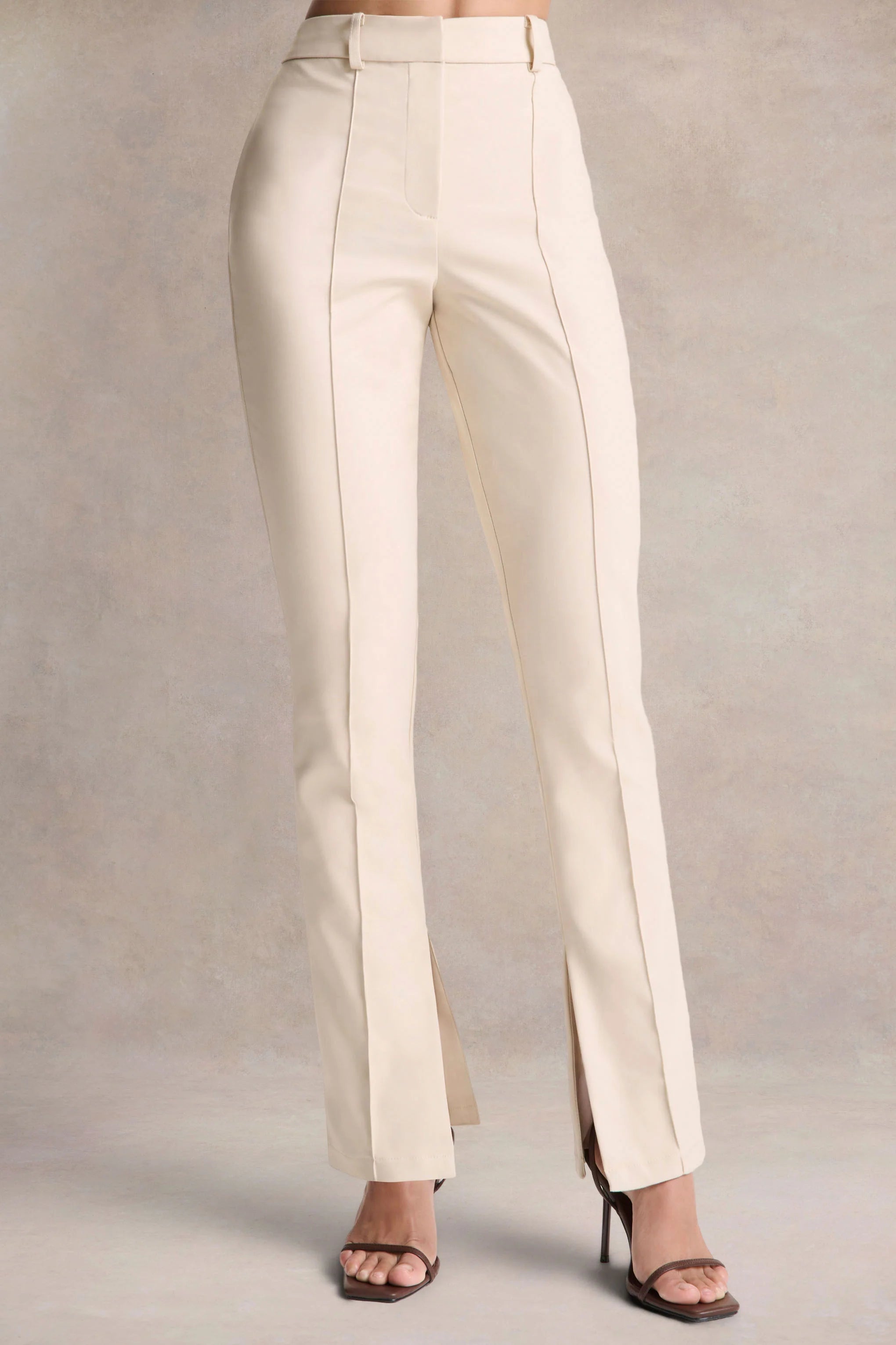 Wonder Woman Cream High Waist Tailored Trousers With Hem Split