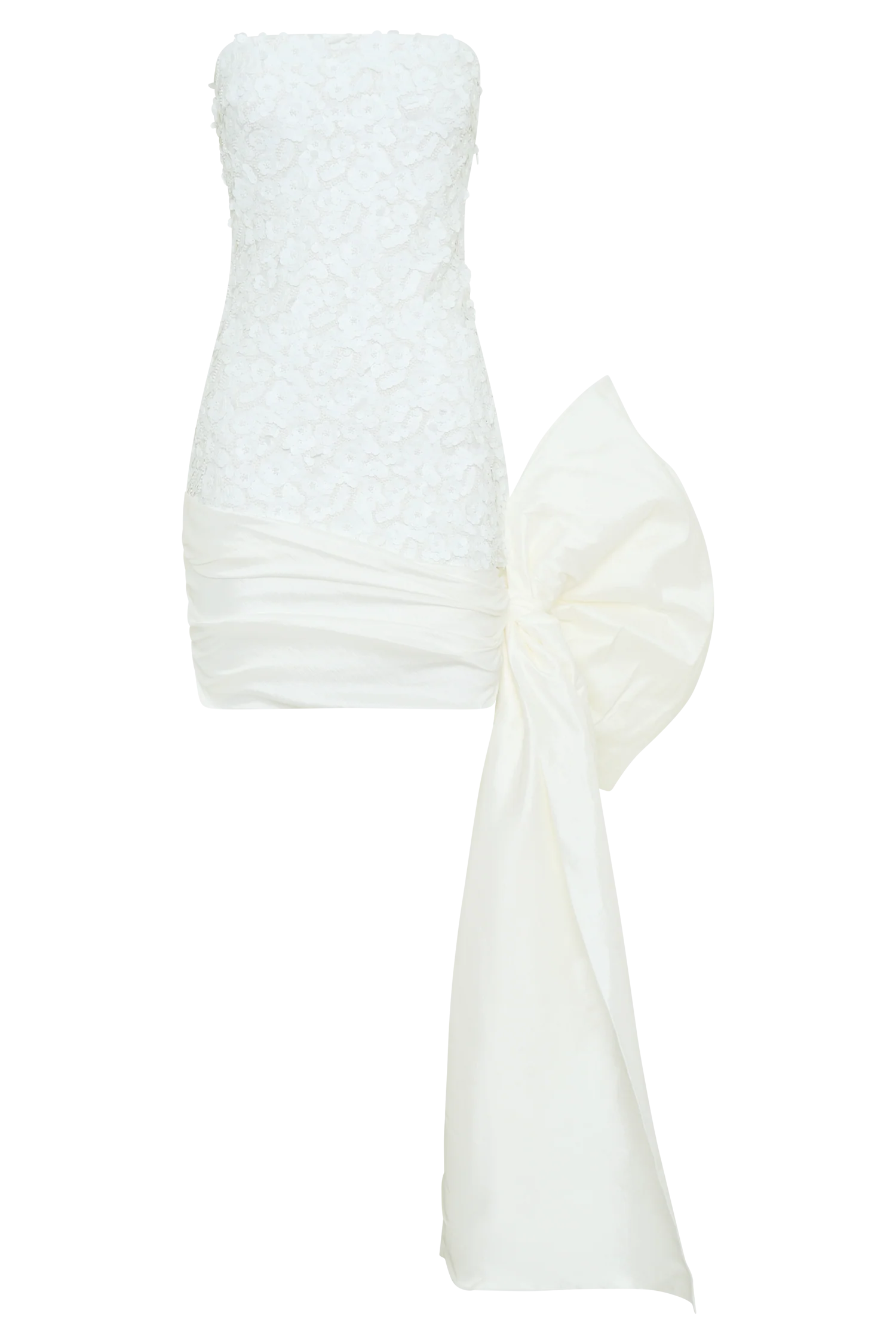 Franka Strapless Bow Mini Dress White