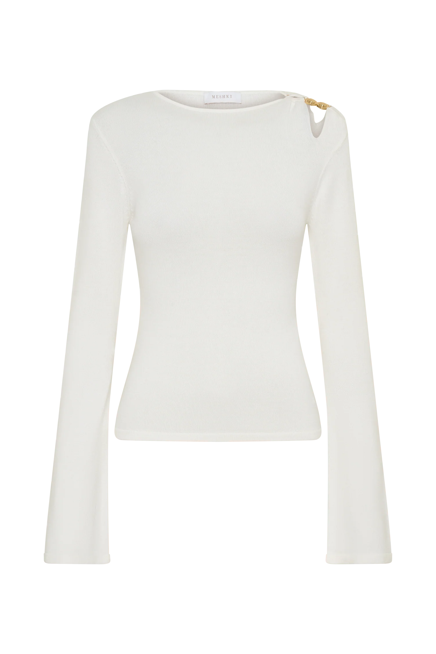 Ricky Knit Long Sleeve Longline Top Ivory