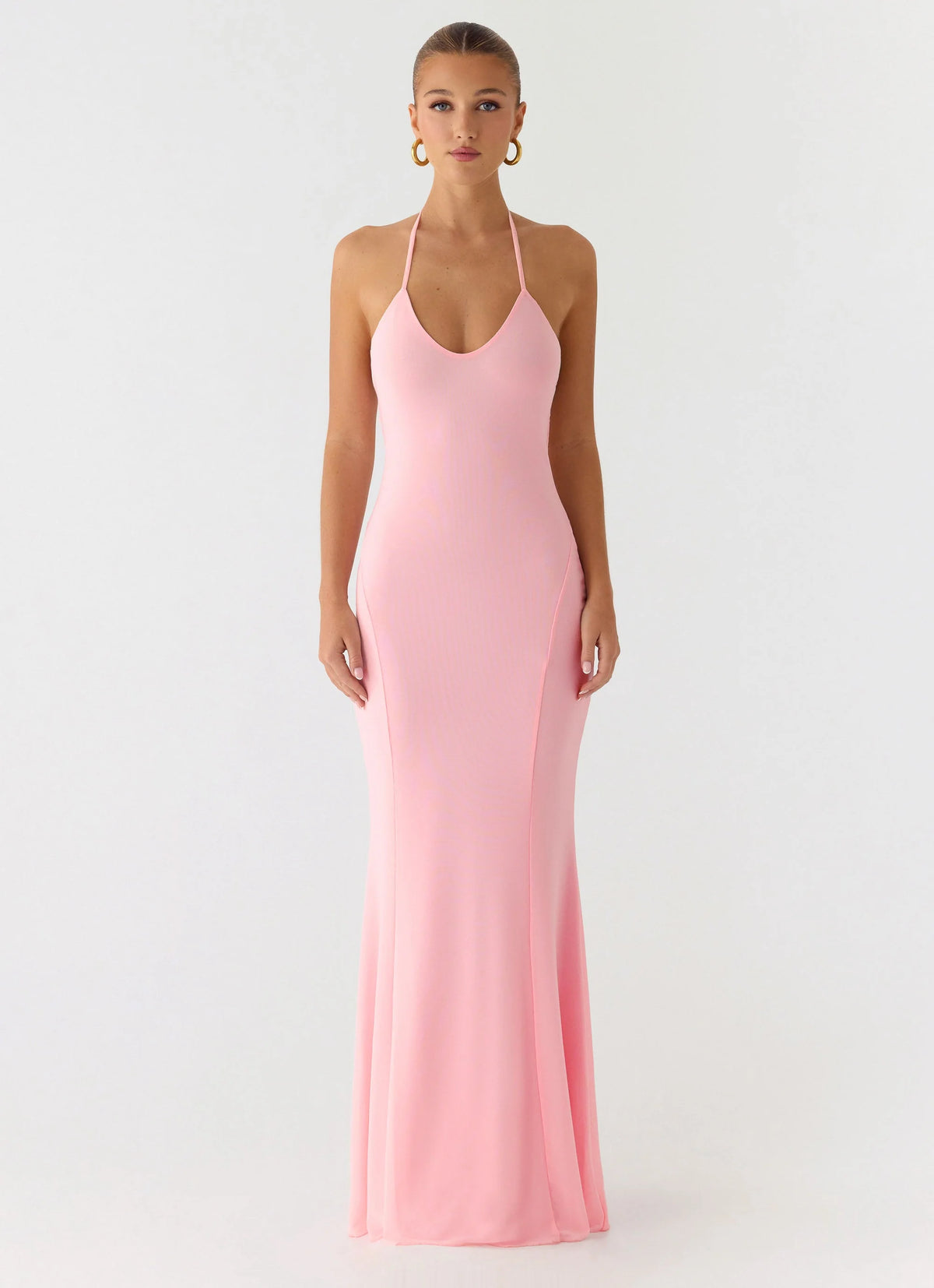 Jolin Halter Maxi Dress Baby Pink