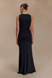 Beck Plunge Maxi Dress With Floral Hardware Black