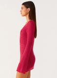 Sunriser Crochet Mini Dress Pink