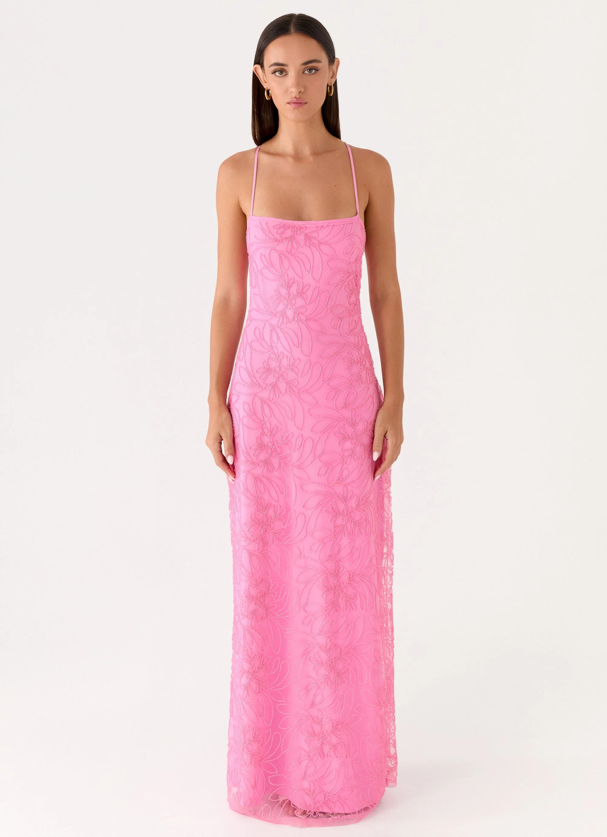 Wonyoung Beaded Maxi Dress - Pink