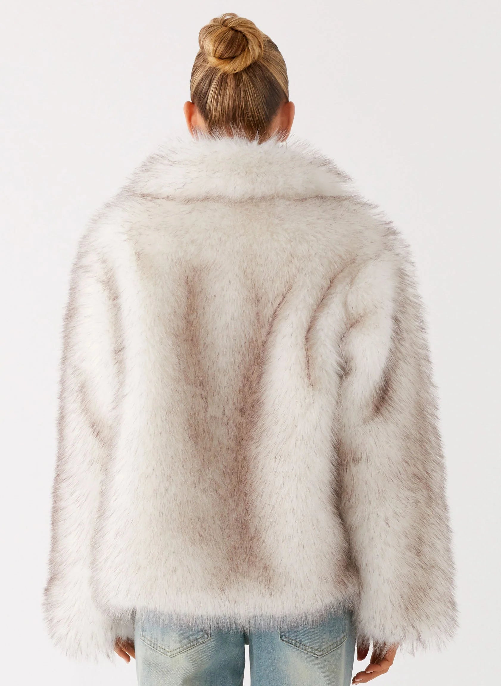 Novera Faux Fur Jacket White Grey