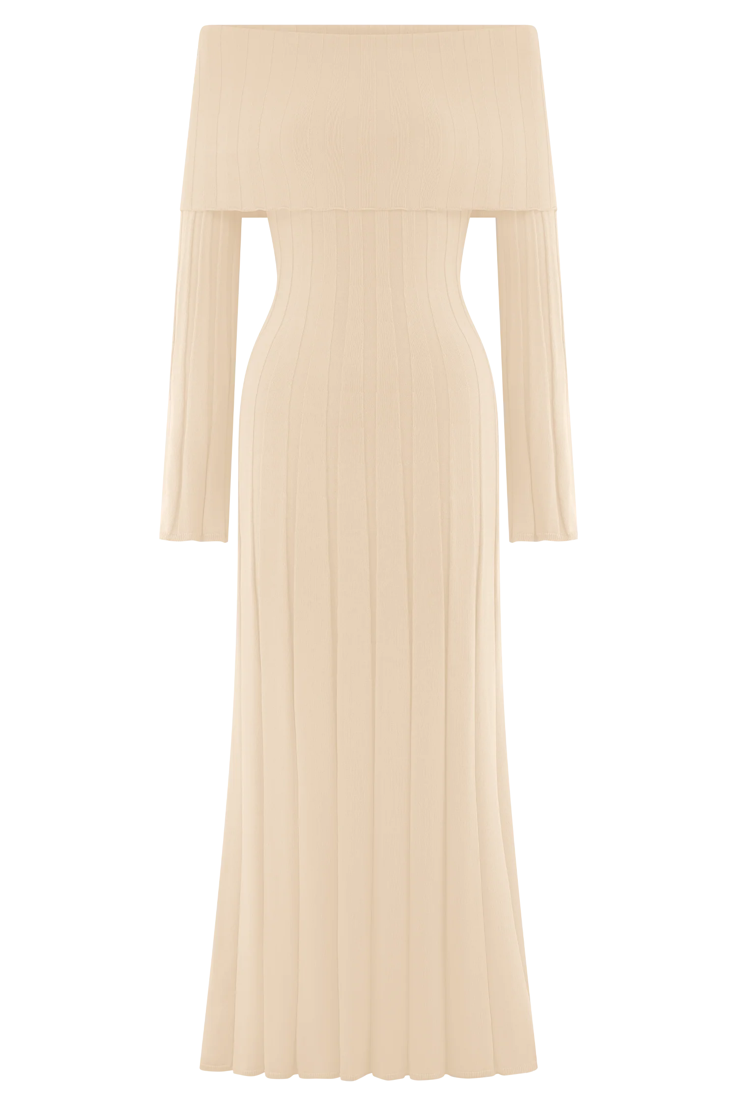 Alonza Long Sleeve Knit Midi Dress Cream
