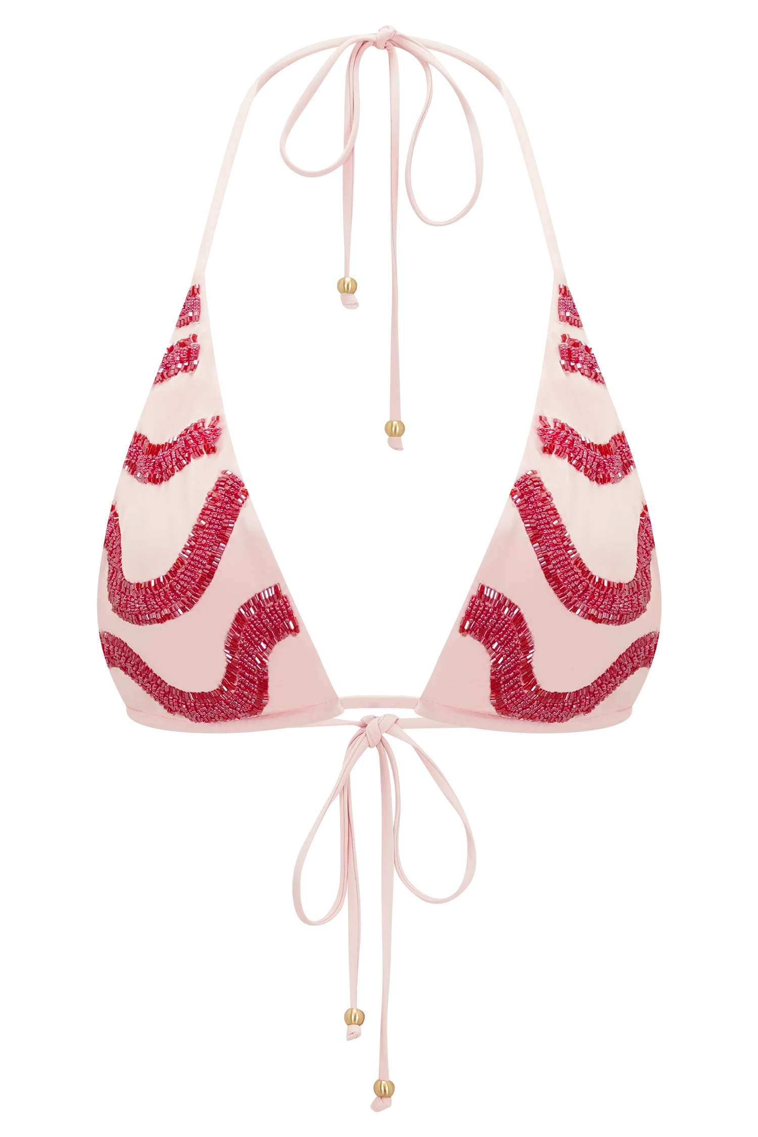 Robyn Beaded Triangle Bikini Top Pink