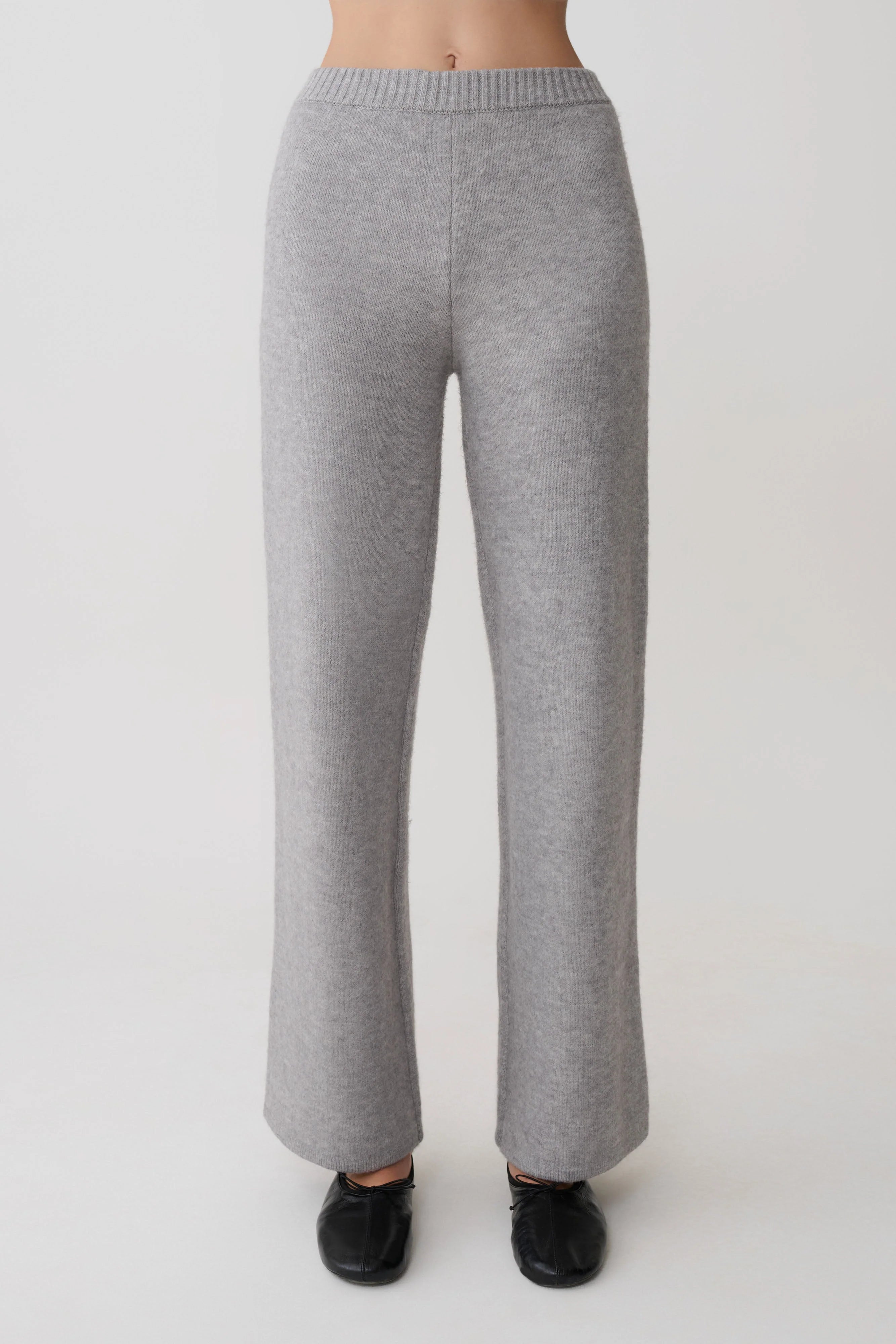 Evan Knit Wide Leg Pants Grey Marle