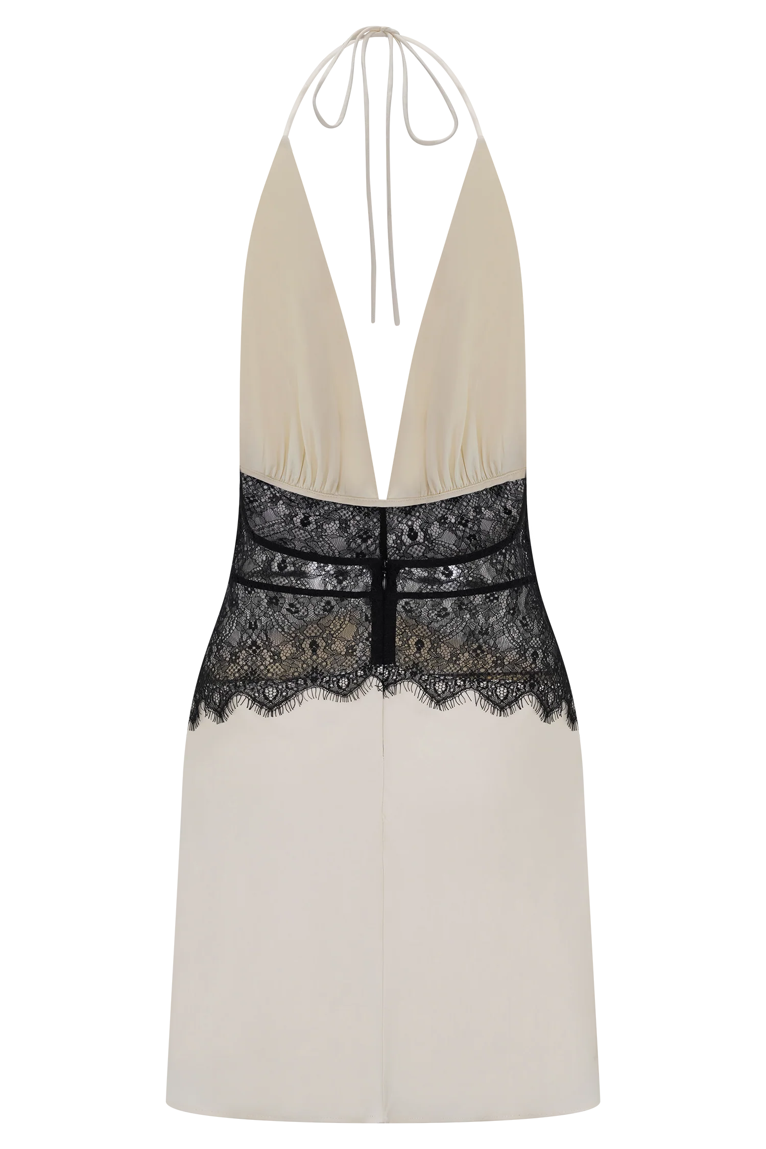 Dinah Lace And Satin Mini Dress Black Ivory