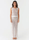 Lovina Shell Knit Maxi Skirt White