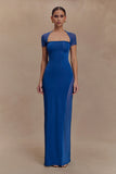 Wyatt Slinky And Mesh Maxi Dress Cobalt Blue