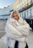 Novera Faux Fur Jacket White Grey