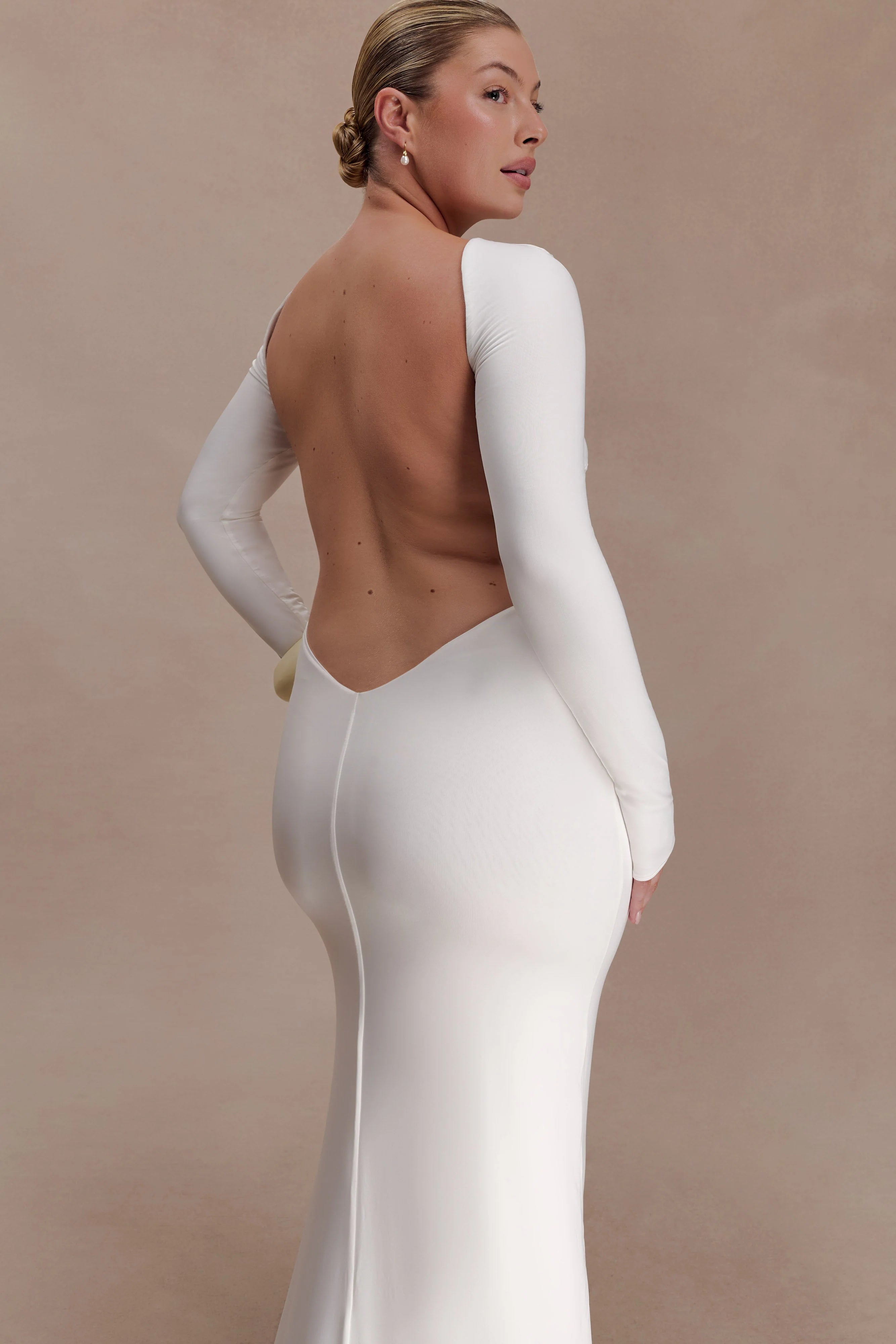 Marlene Slinky Low Back Maxi Dress White