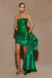 Franka Strapless Bow Mini Dress Emerald