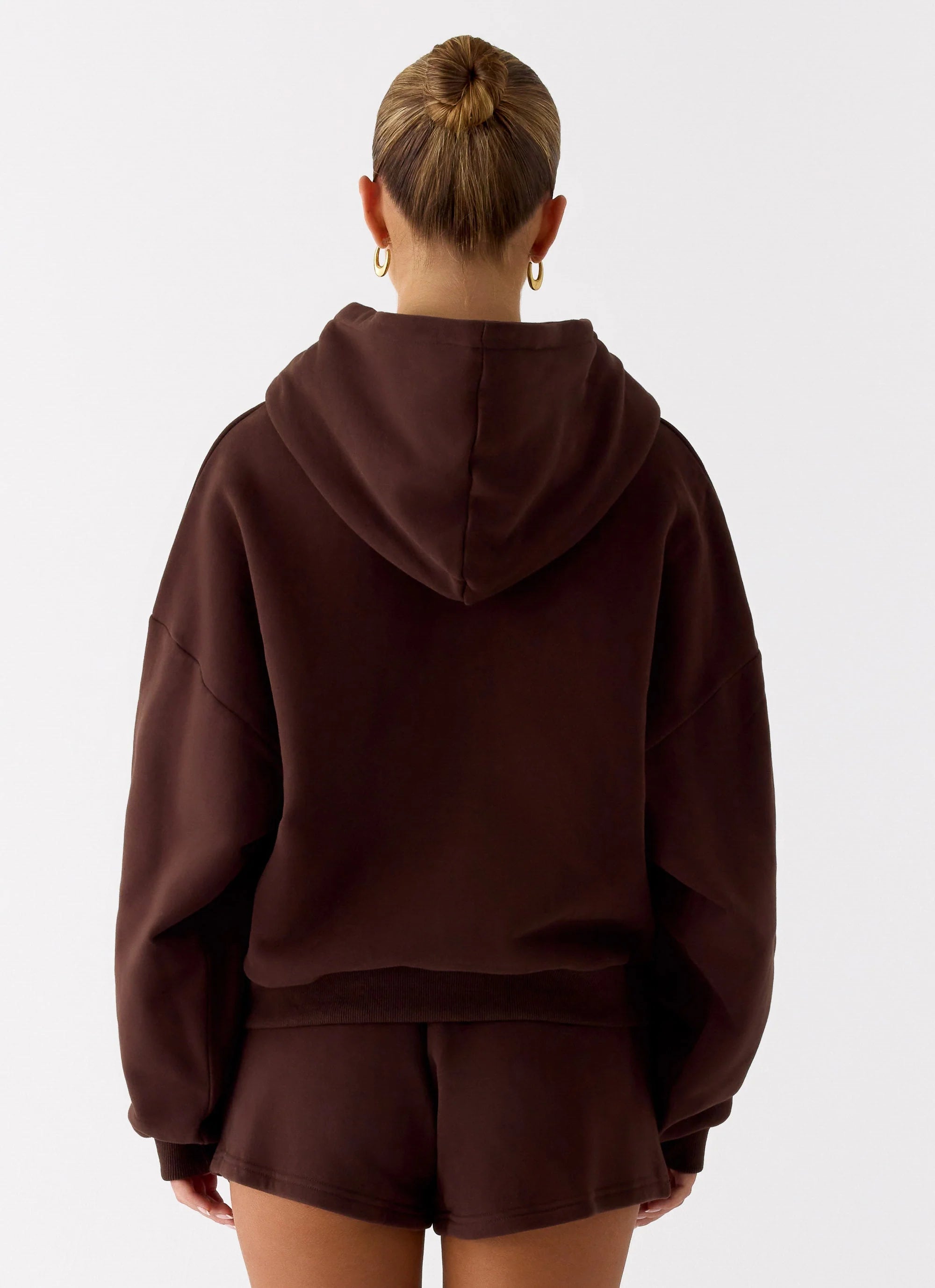 Signature Double Zip Up Hoodie Chocolate