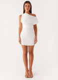 Moonlight Oasis Asymmetrical Cotton Mini Dress Off White