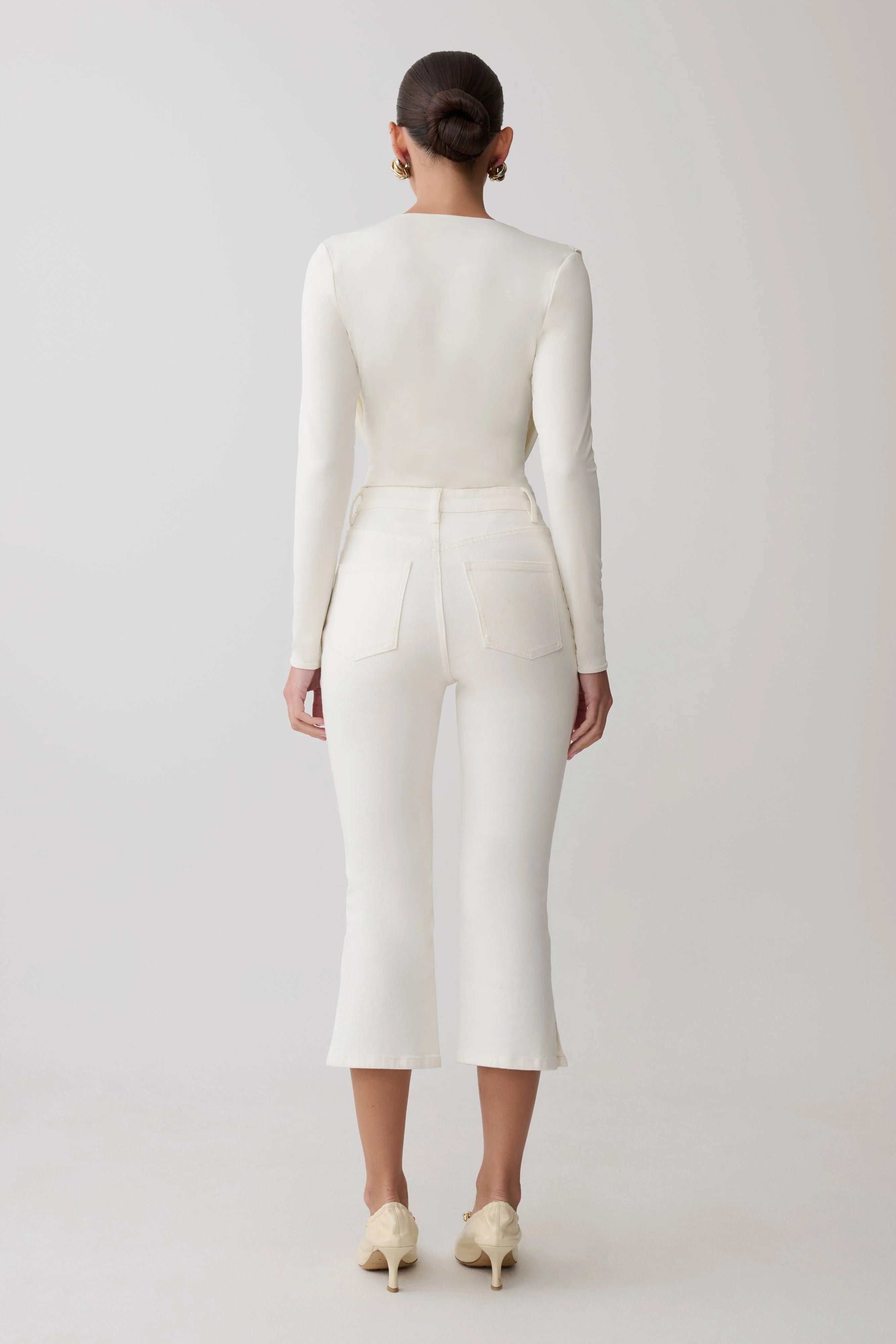 Mary Denim Capris White