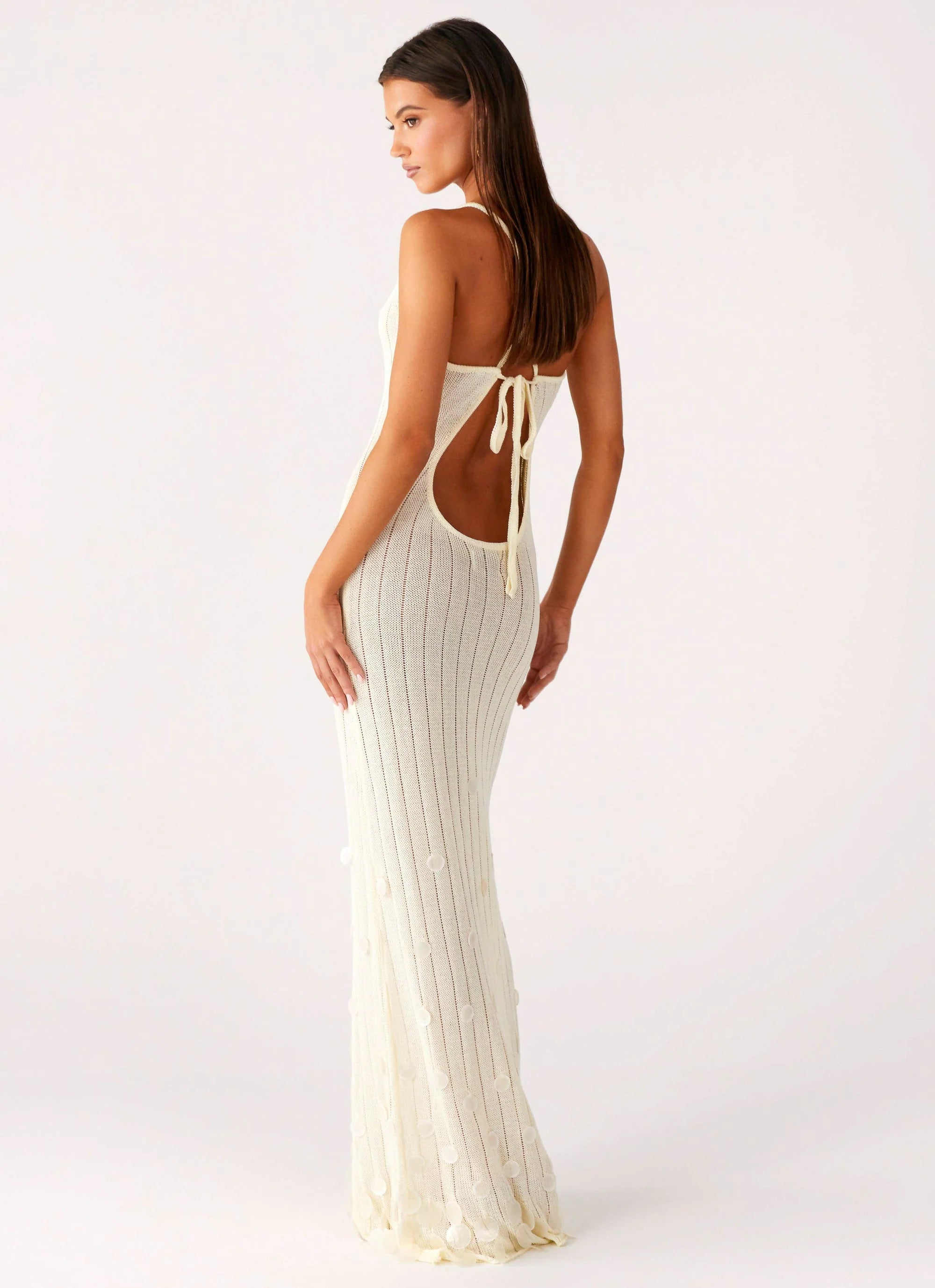 Siren Song Crochet Maxi Dress Ivory