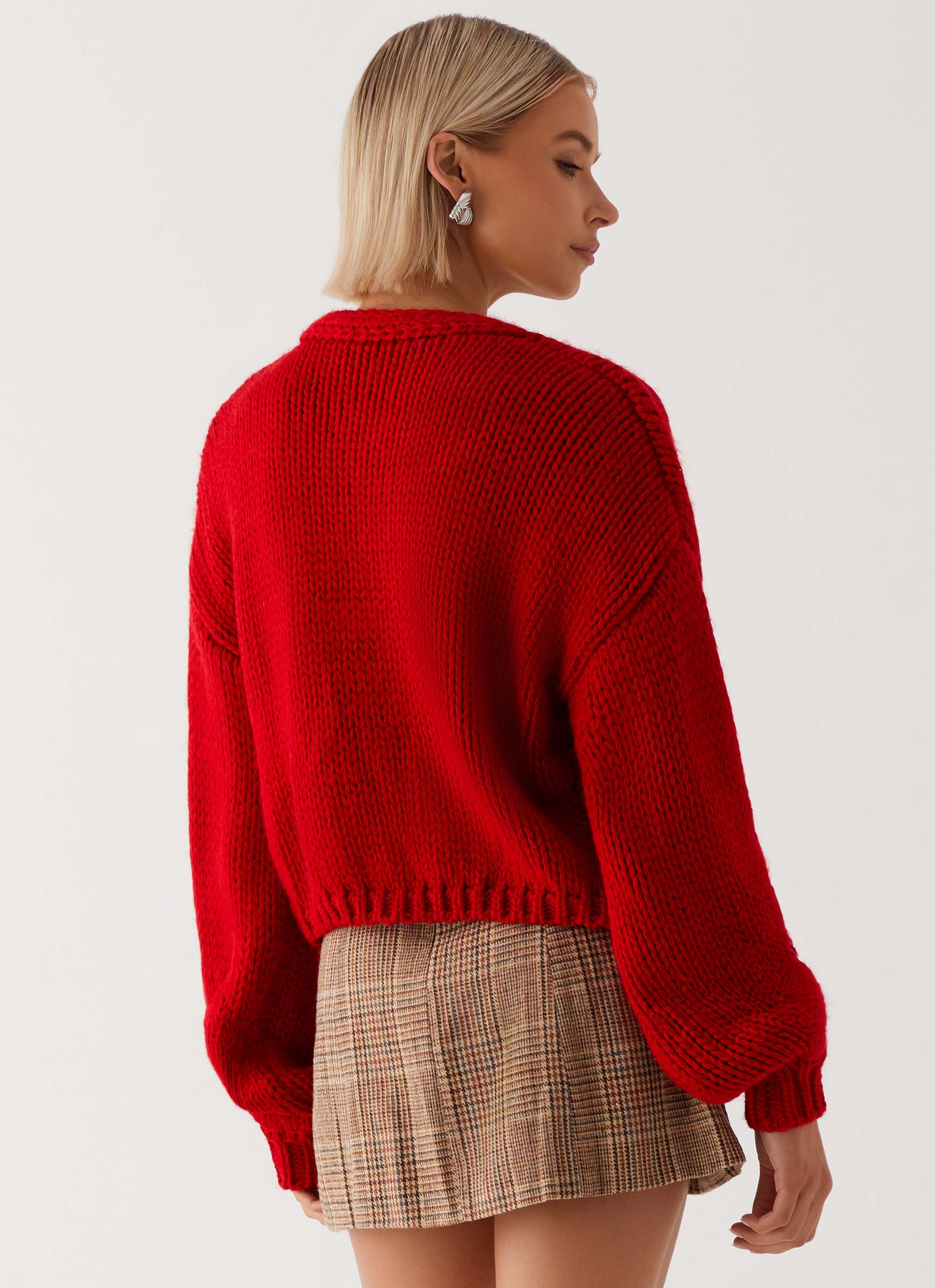 Jasleen Knit Cardigan Red