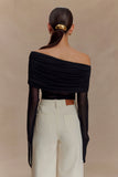 Dahlia One Shoulder Top Black