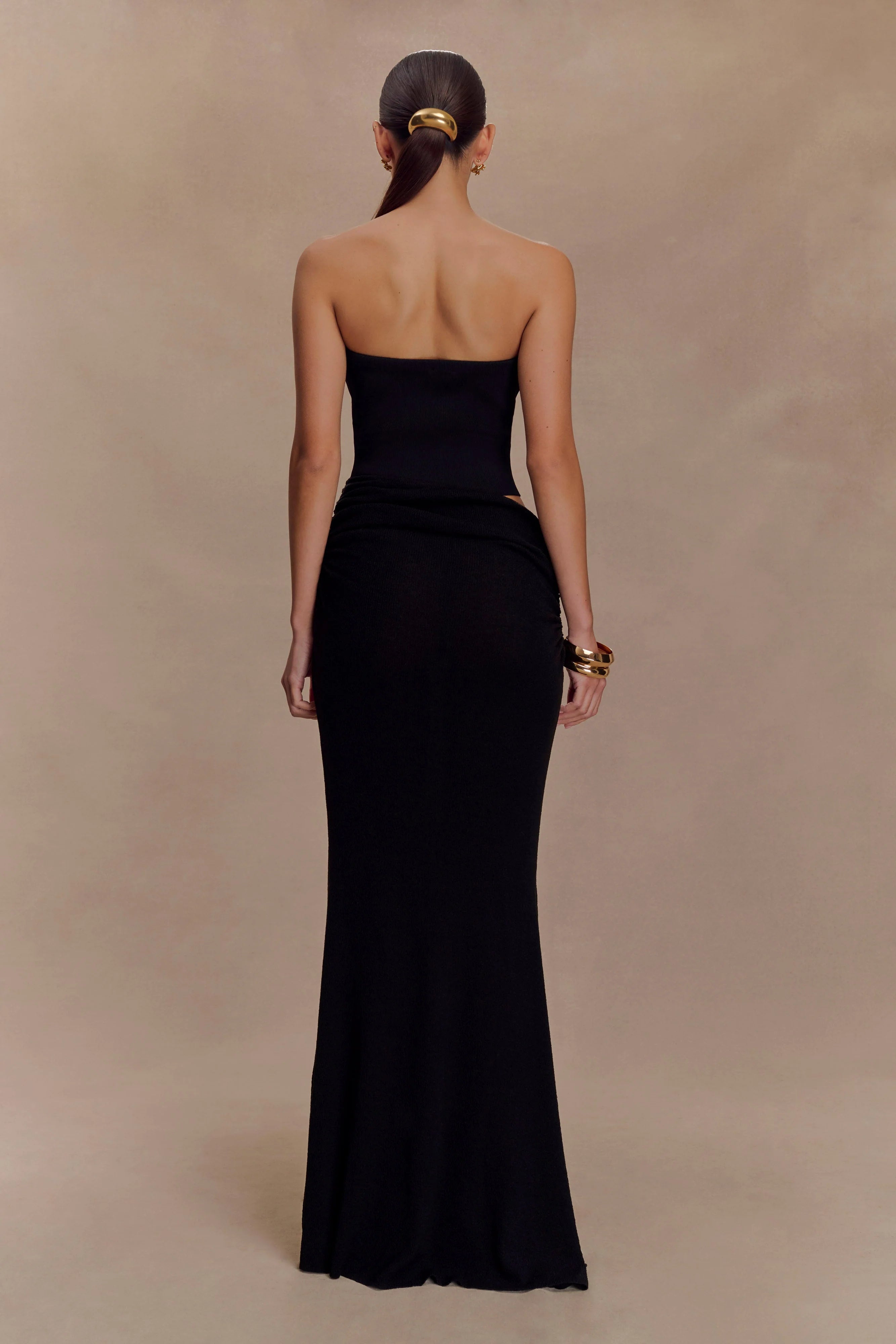 Jasiel Strapless Knit Maxi Dress Black