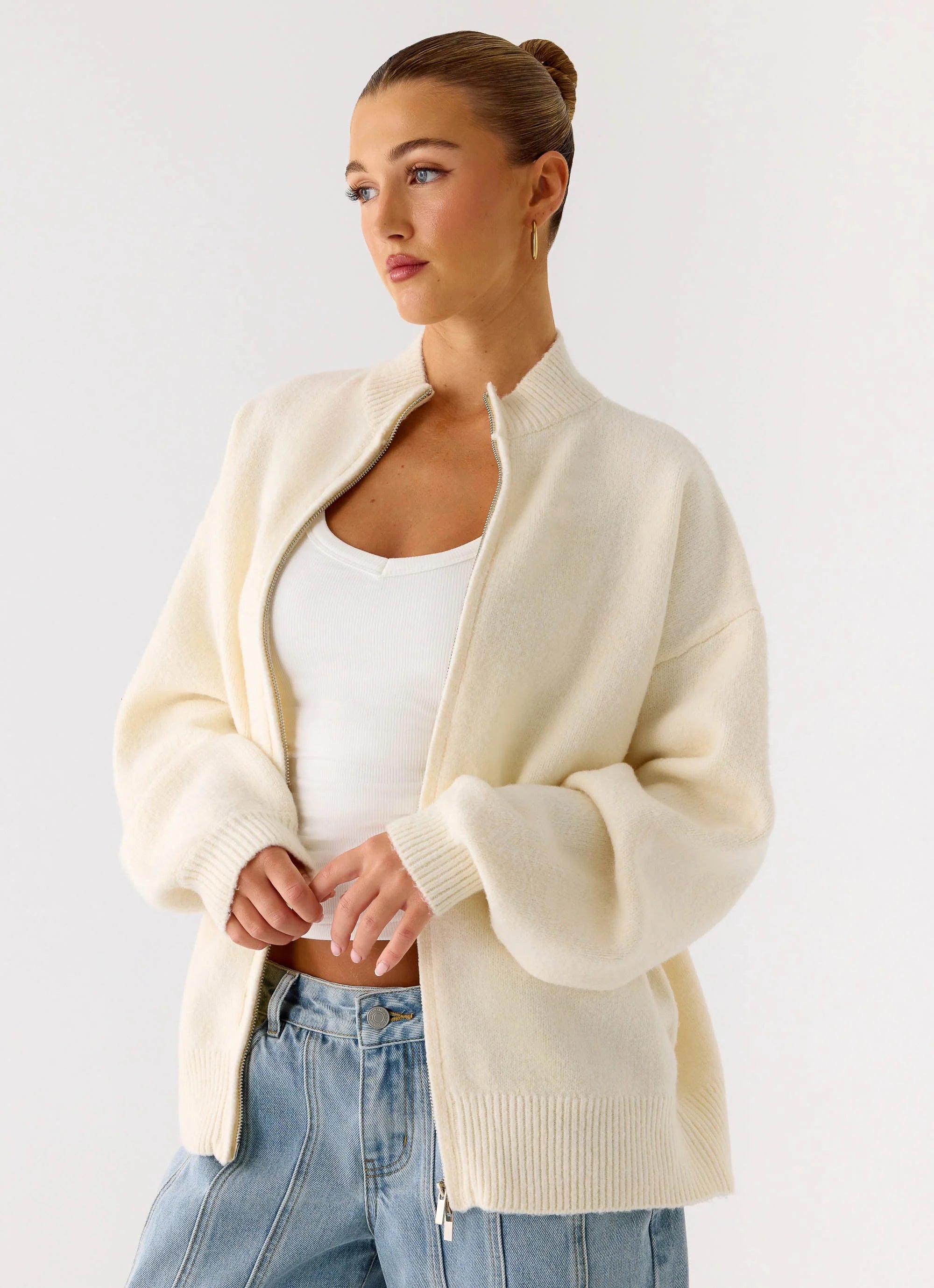 Davy Knit Zip Jacket Ivory