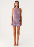 Henley Crochet Mini Dress Lavender