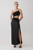 Athena One Shoulder Diamante Maxi Dress Black
