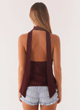 Catarina Halter Top Maroon Print
