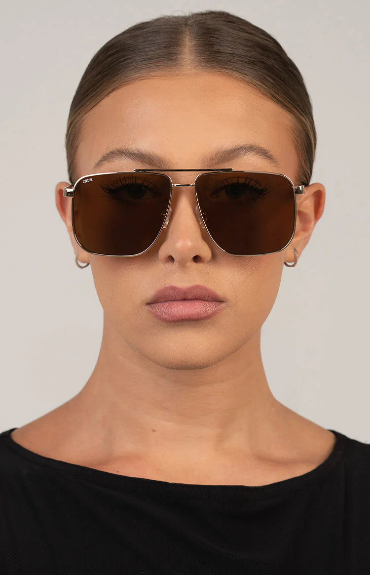 Otra Eyewear Sorrento Brown Gold Aviator Sunglasses