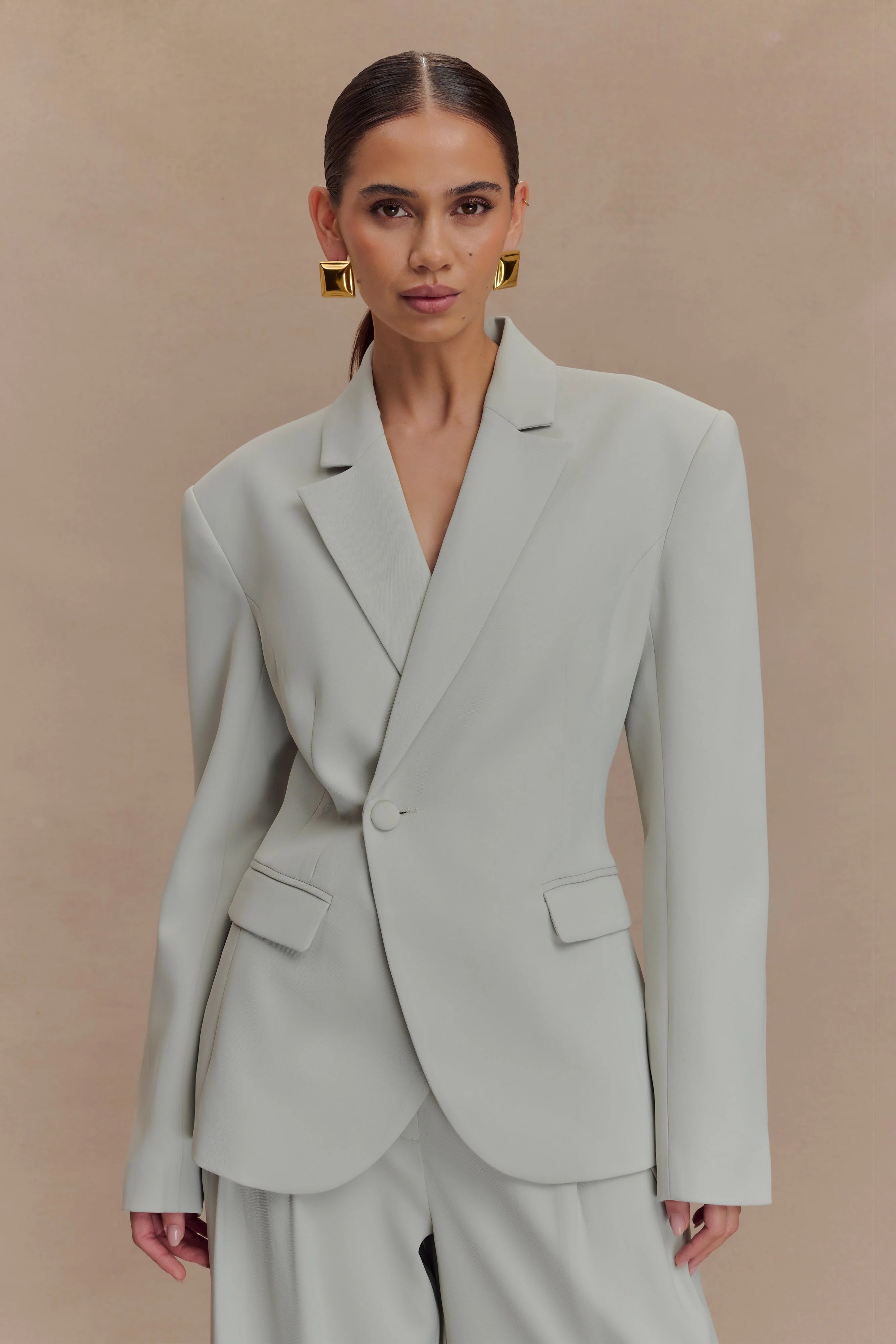 Jameson Cinched Suiting Blazer Light Sage