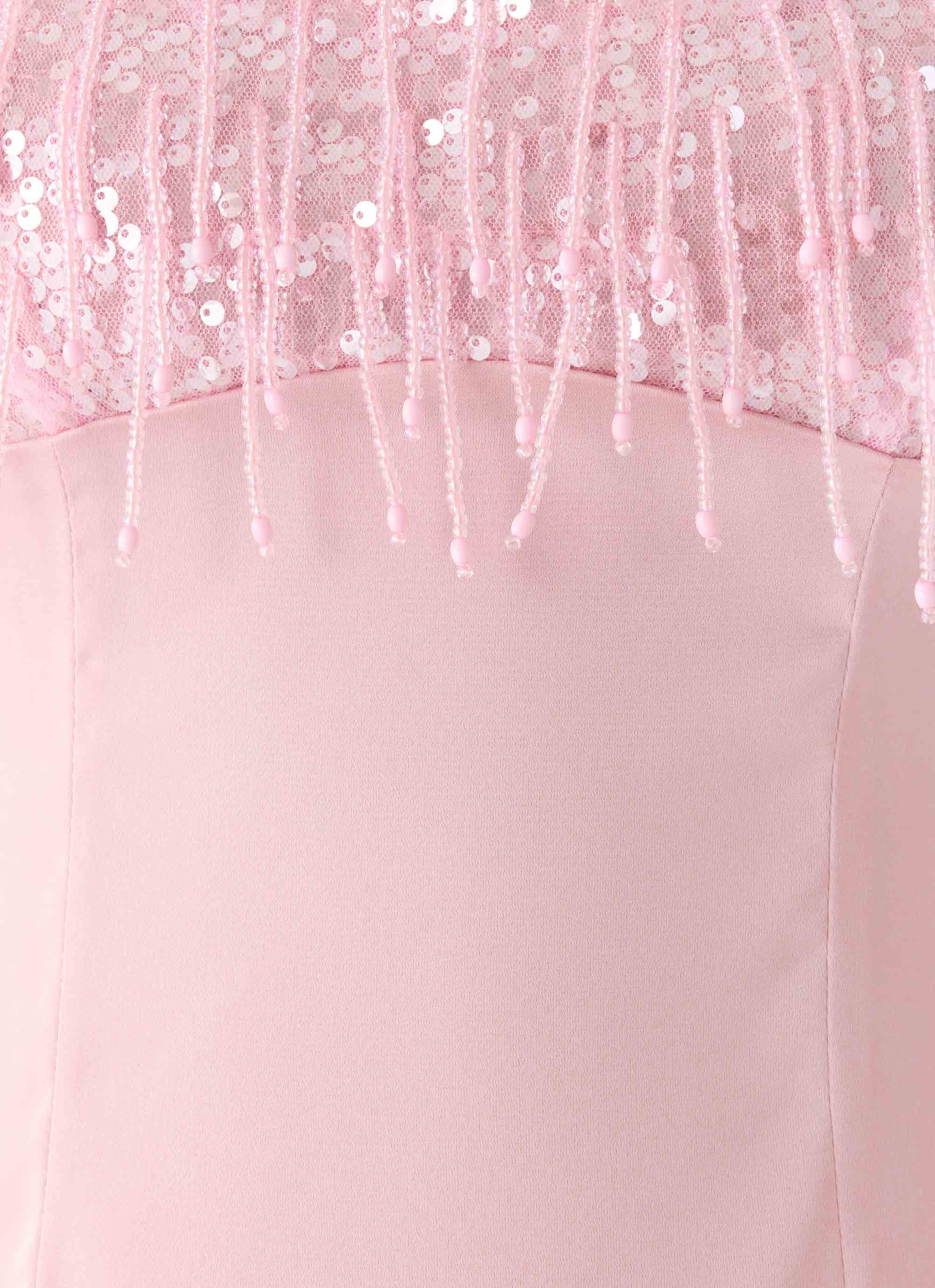 Siren Sequin Beaded Mini Dress Pink