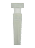 Nelly Off Shoulder Maxi Dress Pistachio