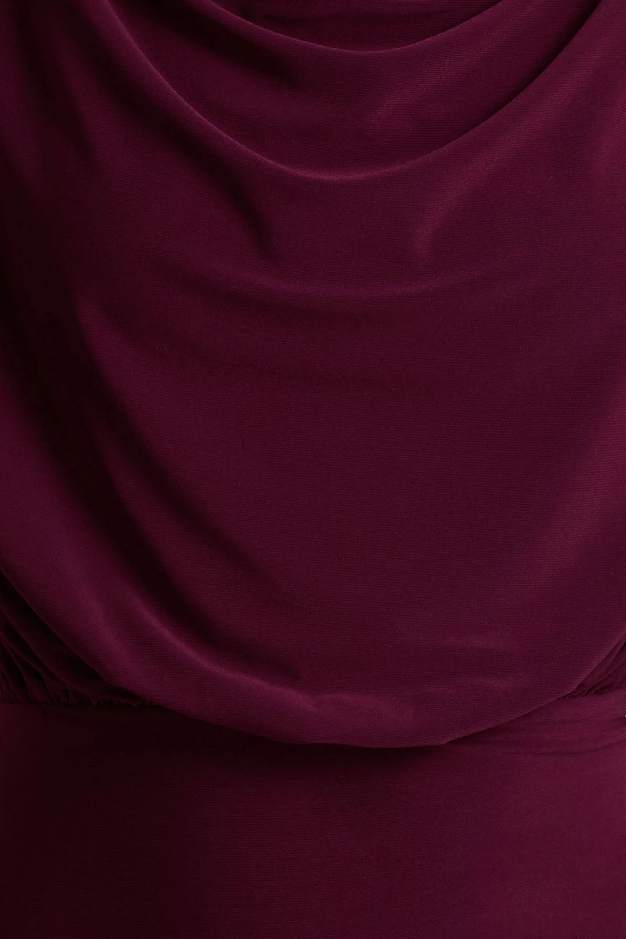 Hermia Burgundy High Neck Midi Dress