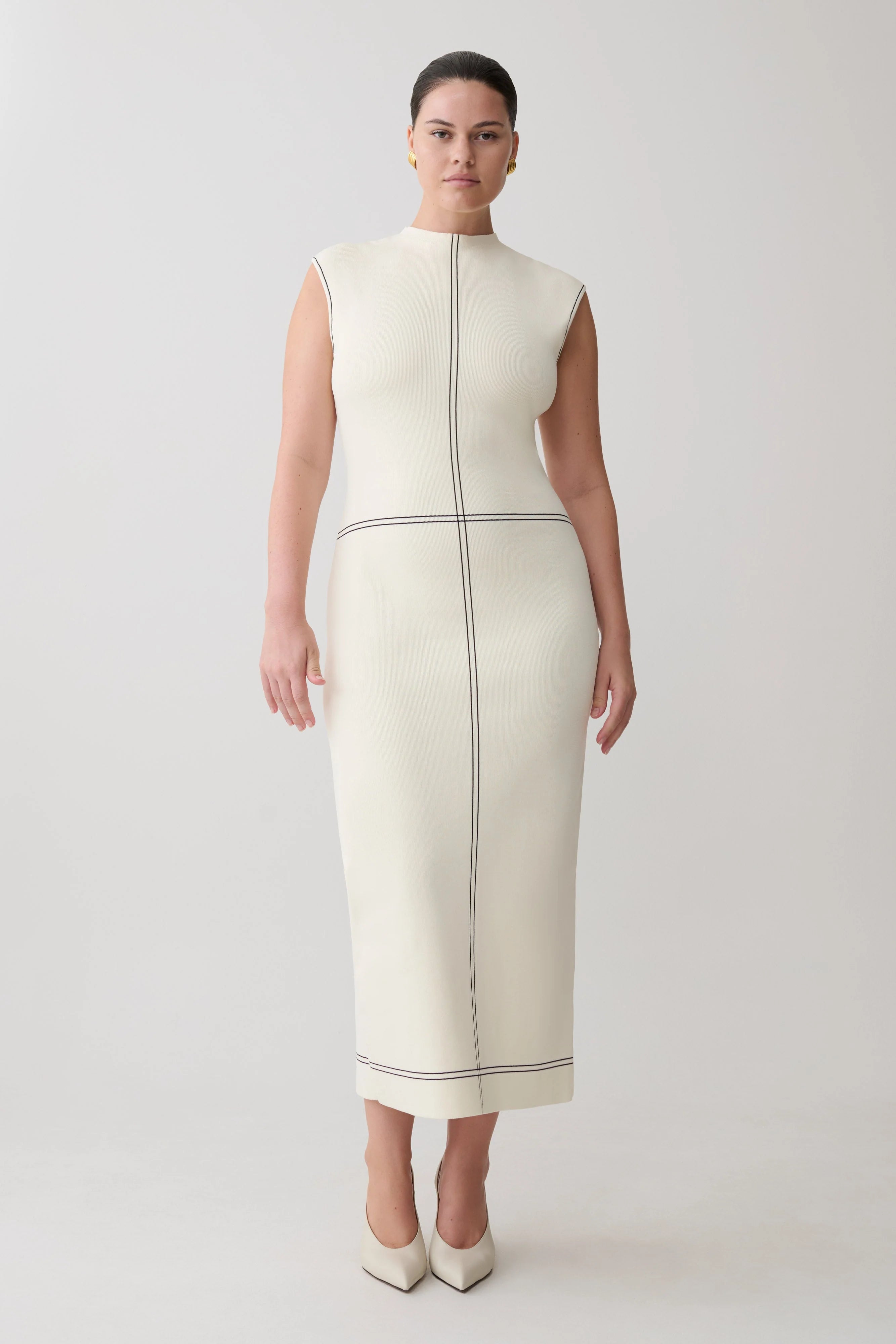 Malone Bandage Knit Midi Dress Ivory