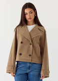 Evan Faux Suede Short Trench Jacket Tan