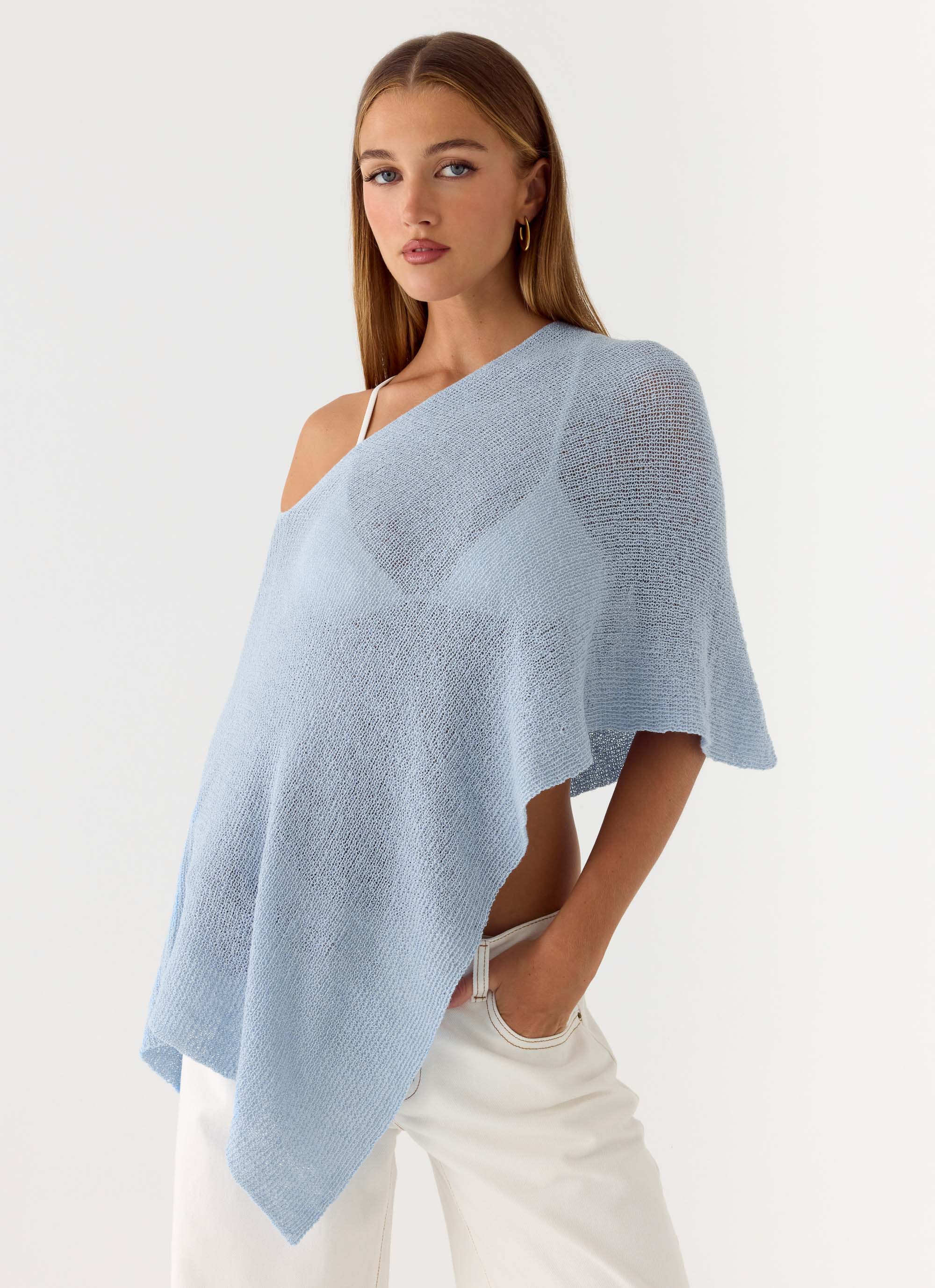 Yas Knit Cape Blue