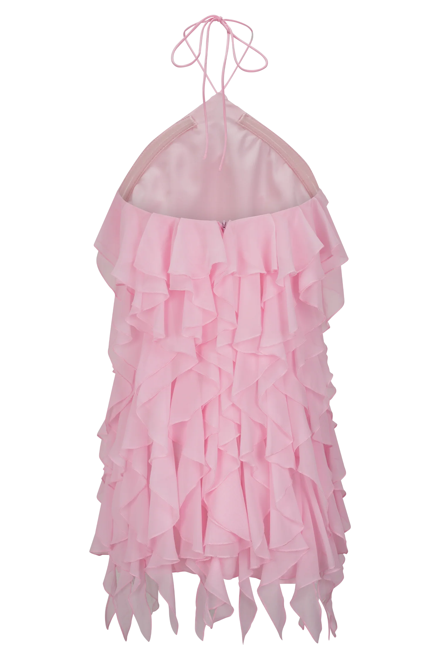 Marigold Ruffle Halter Mini Dress Powder Pink